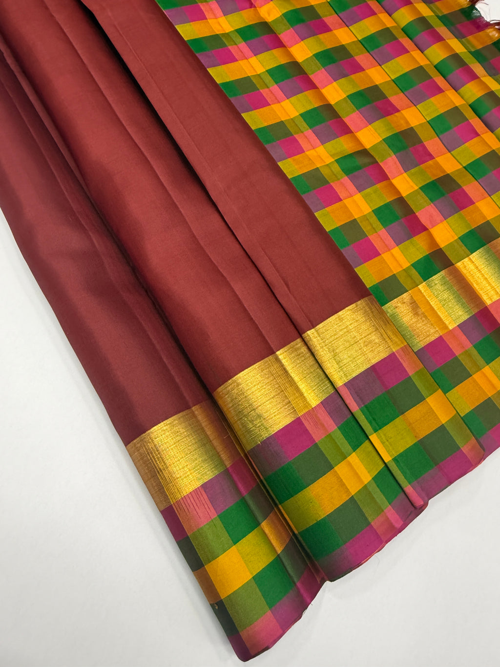 VSPP10 - maroon color body , multicolor pallu,blouse - Pure silk saree