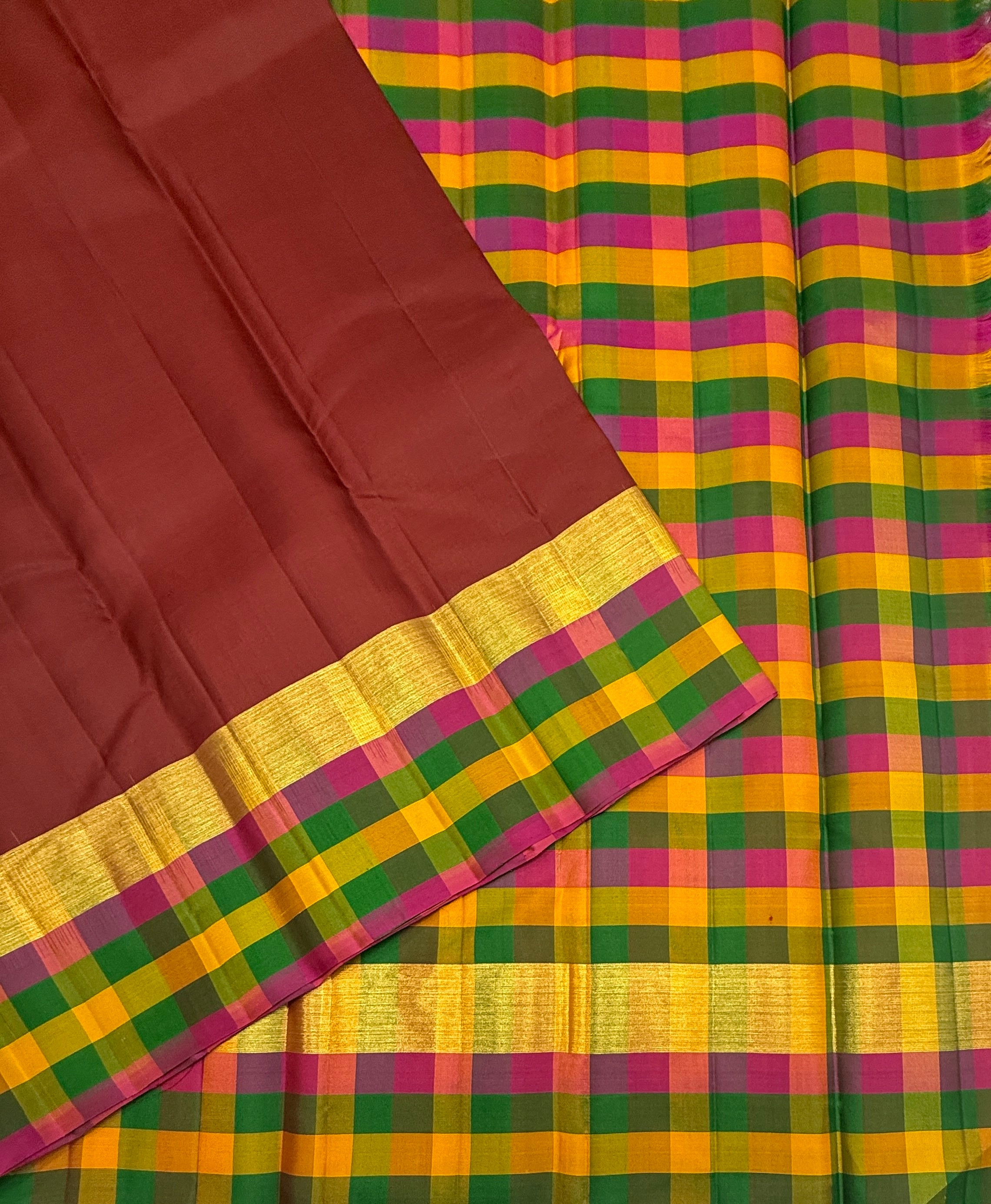 VSPP10 - maroon color body , multicolor pallu,blouse - Pure silk saree
