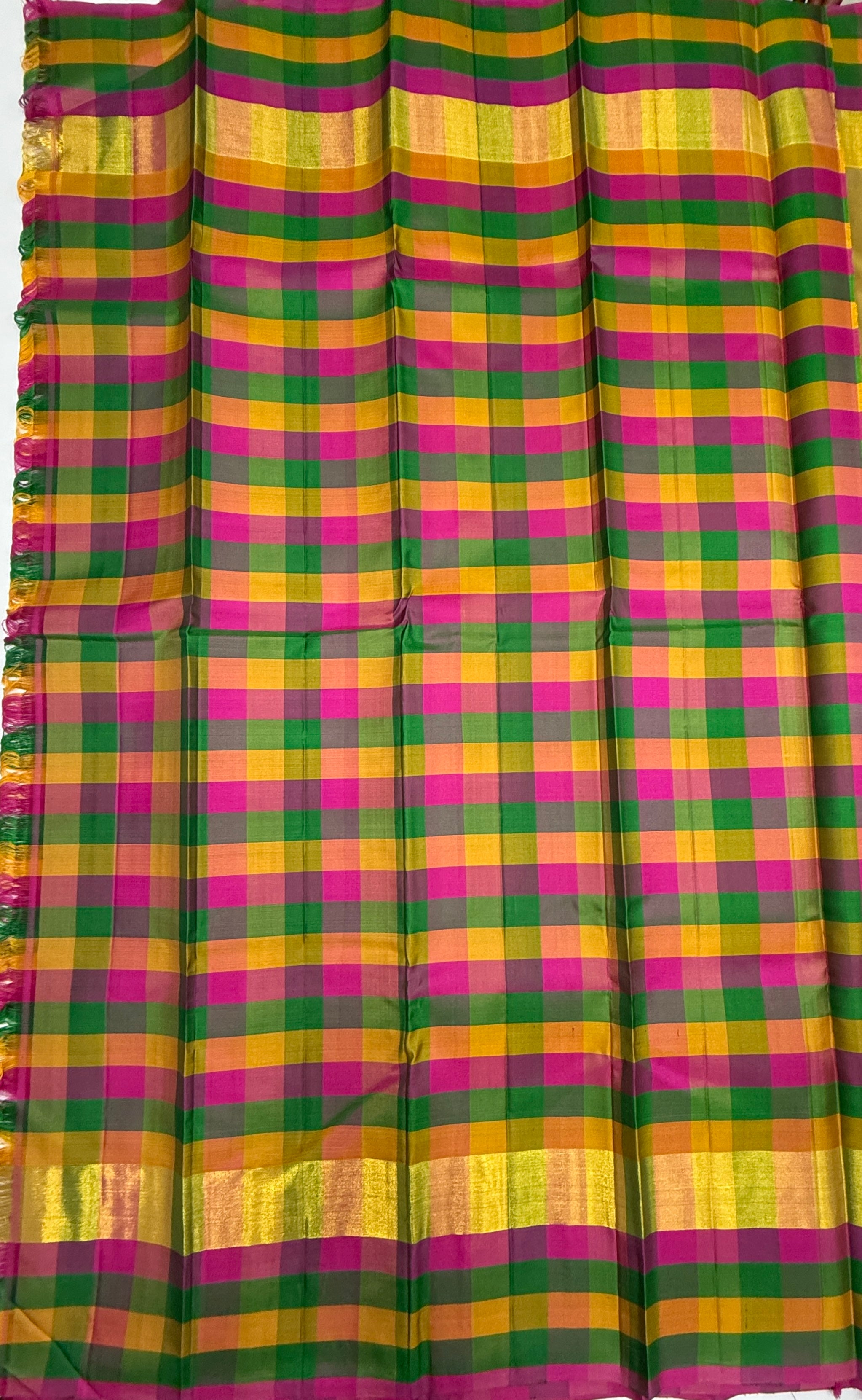 VSPP11 - beige color body , multicolor pallu,blouse - Pure silk saree