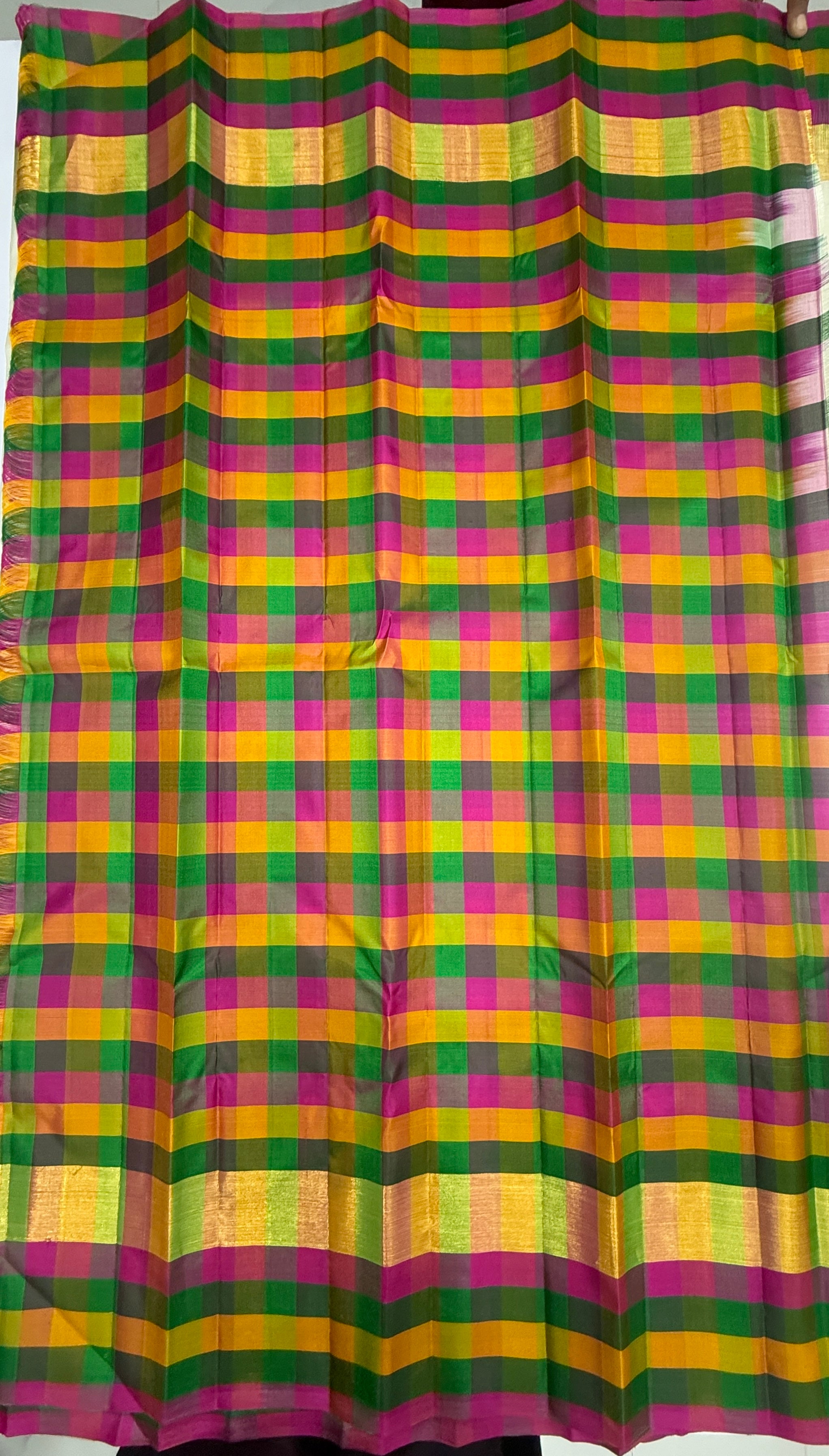 VSPP13 - half white color body , multicolor pallu,blouse - Pure silk saree