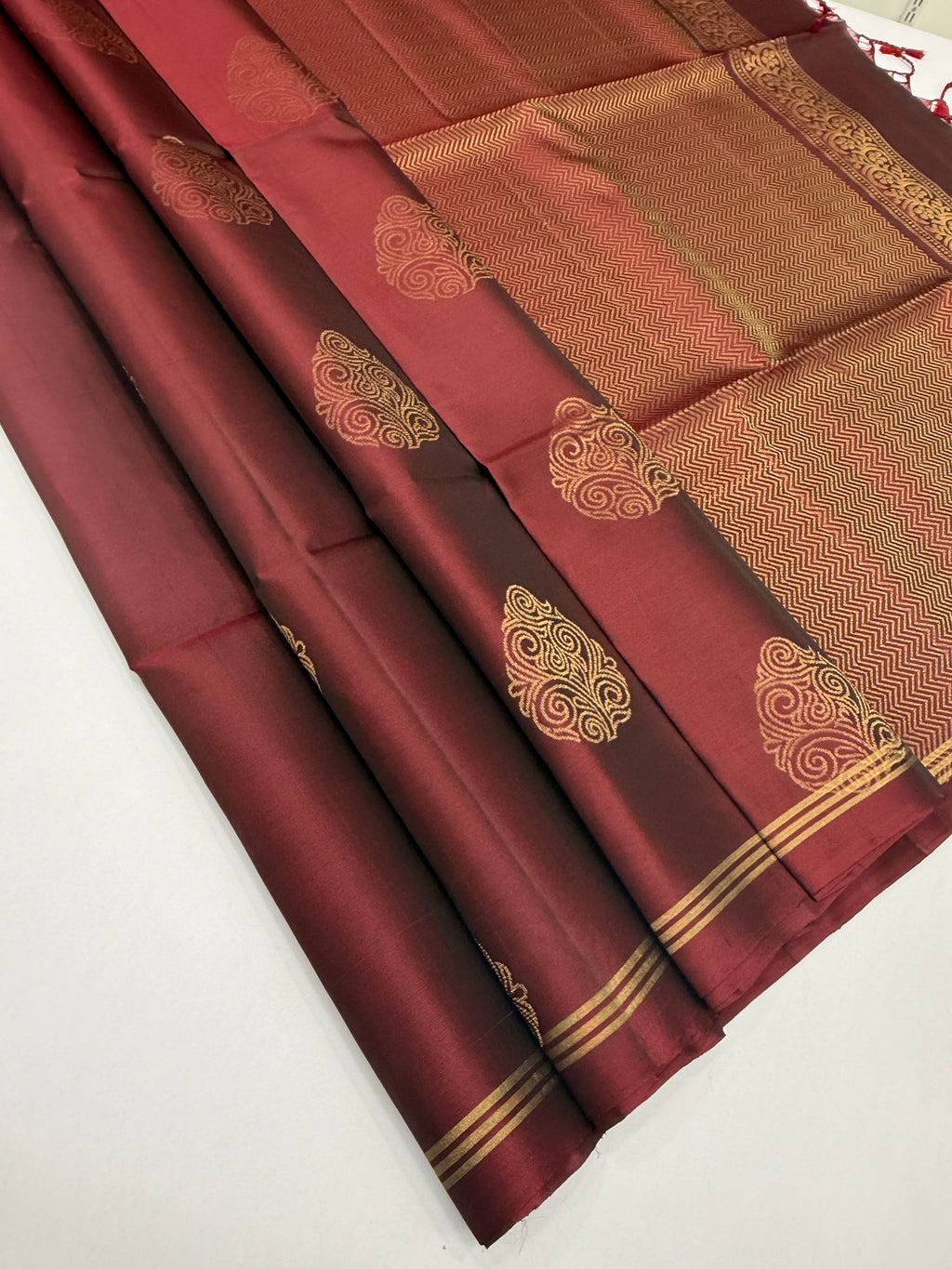 VSM373 - maroon color body , color pallu , blouse&nbsp;