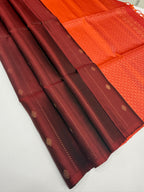VSM372 - maroon color body , pinkish orange color pallu , blouse&nbsp;