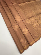 VSS492 - chocolate brown color body, pallu , blouse pure silk saree
