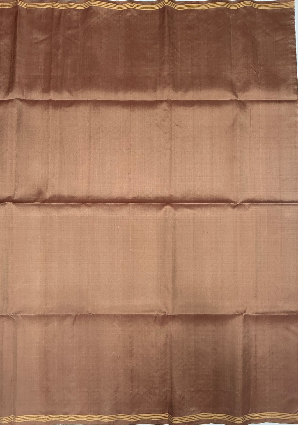 VSS492 - chocolate brown color body, pallu , blouse pure silk saree