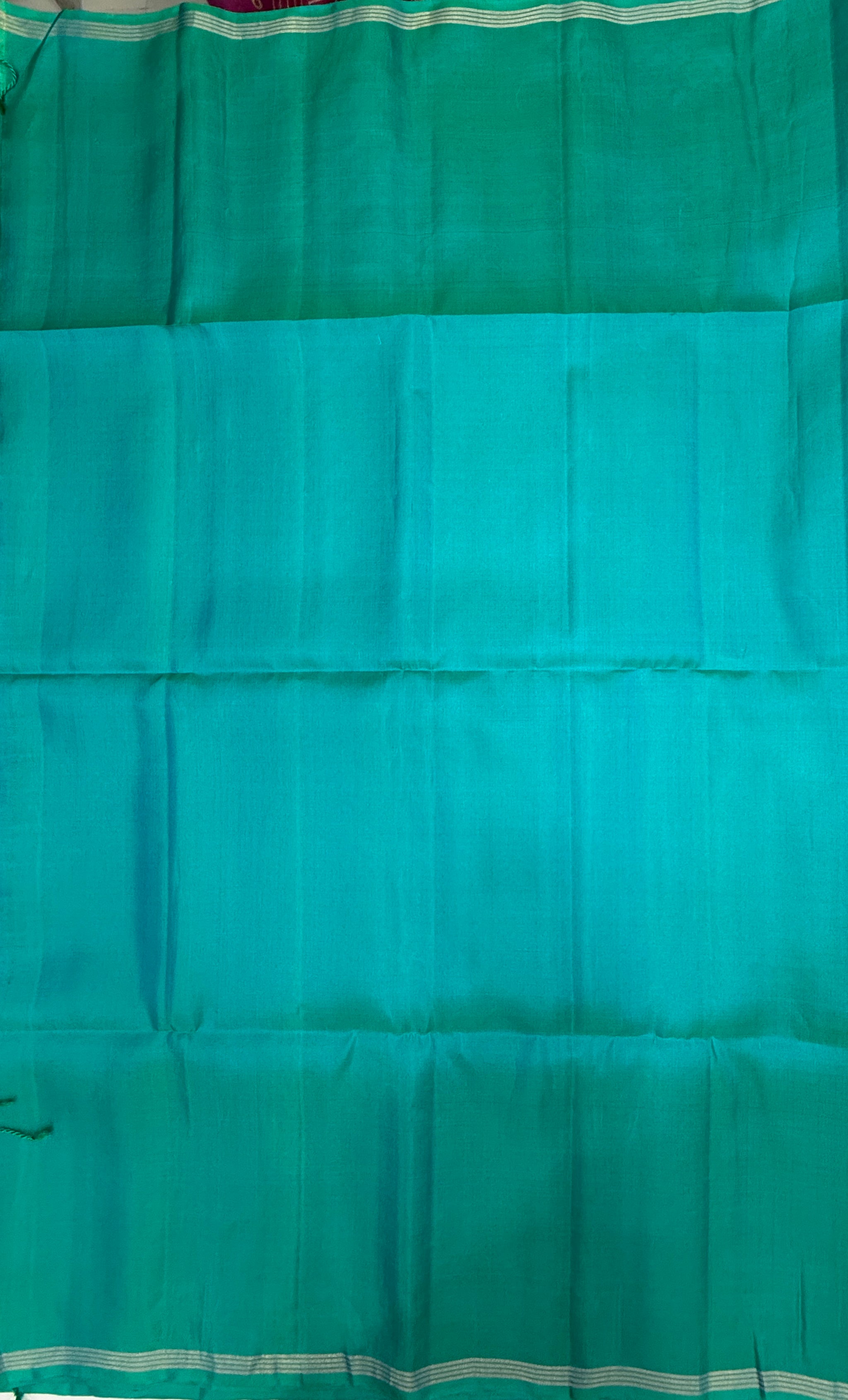 VSS493 - peacock blue color body, pallu , blouse pure silk saree