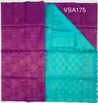 VSA175 - purple color body & ramar blue color pallu , blouse pure silk saree