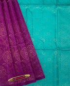 VSA175 - purple color body & ramar blue color pallu , blouse pure silk saree