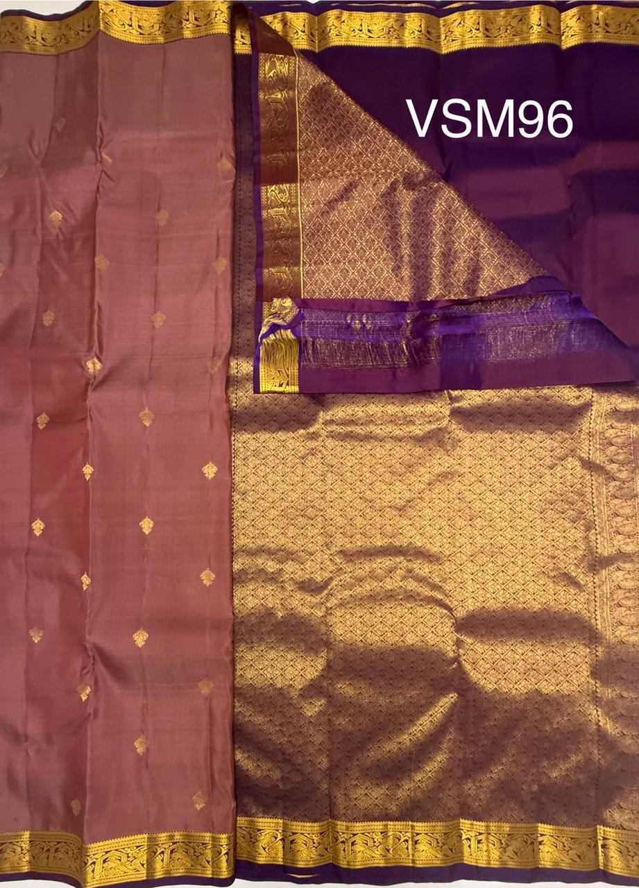 VSM96 - Onion Pinkcolor body , Voilet color pallu , blouse&nbsp;