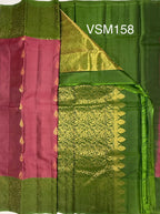 VSM158 - Dusky pink color body , green color pallu , blouse.