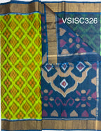 VSISC326 - parrot green color body , peacock blue color pallu , blouse.