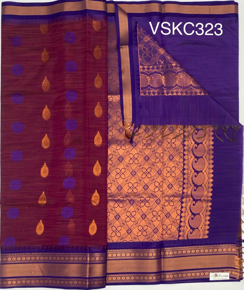 VSKC323 - purple with blue color body , violet color pallu , blouse.