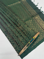 VSA526 - bottle green color body, pallu , blouse pure silk saree