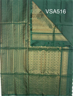 VSA516 - green color body, pallu , blouse pure silk saree