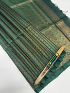 VSA516 - green color body, pallu , blouse pure silk saree