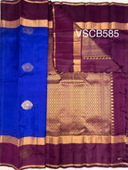 VSCB585 - royal blue color body , purple color pallu , blouse - Pure silk saree