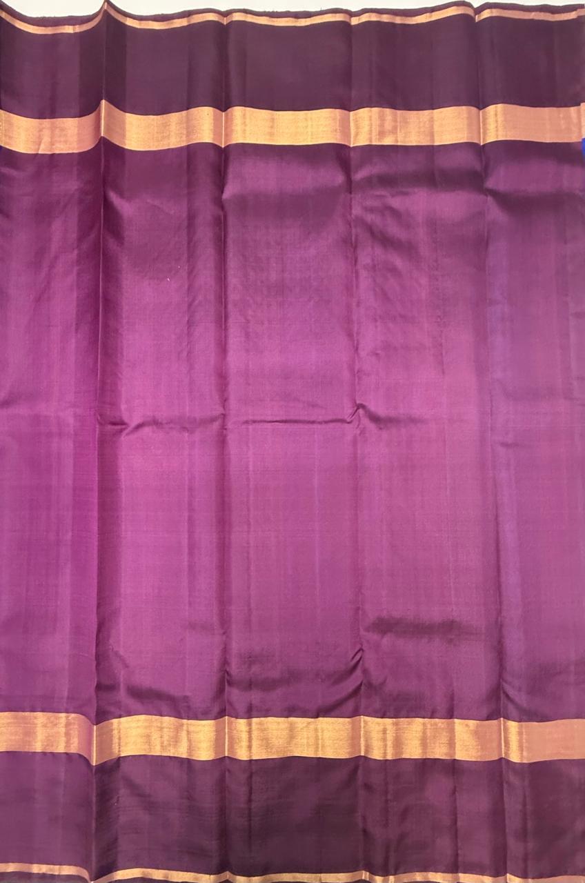 VSCB585 - royal blue color body , purple color pallu , blouse - Pure silk saree