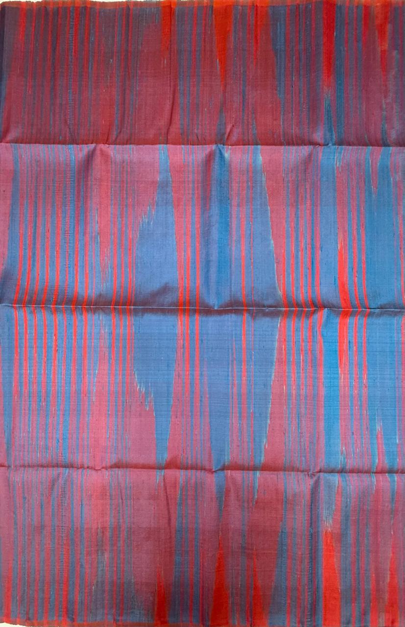 VSD134 - tomato red color body &amp; blue color pallu,blouse - Pure silk saree