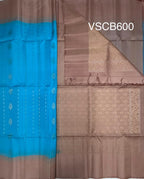 VSCB600 - sky blue color body , onion pink color pallu , blouse - Pure silk saree