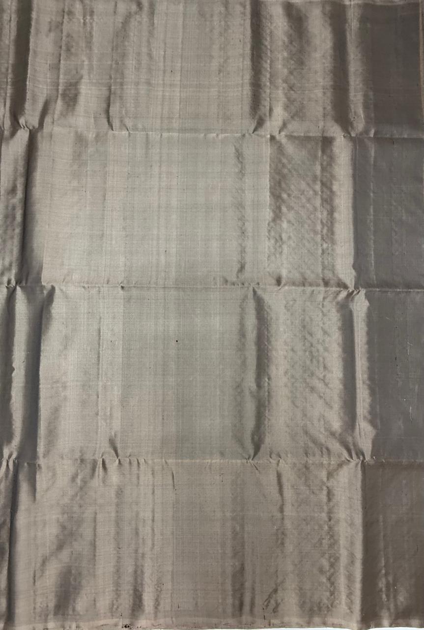 VSA627 - grey color body, pallu , blouse pure silk saree