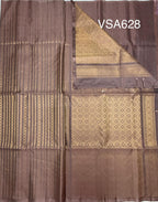 VSA628 - chocolate brown color body, pallu , blouse pure silk saree