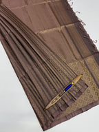 VSA628 - chocolate brown color body, pallu , blouse pure silk saree