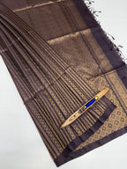 VSA631 - dark purple color body, pallu , blouse pure silk saree