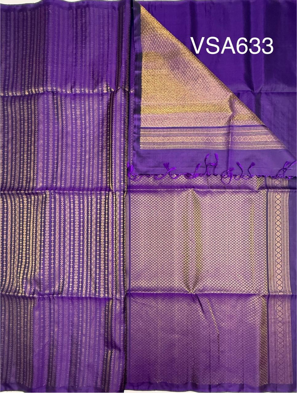 VSA633 - violet color body, pallu , blouse pure silk saree