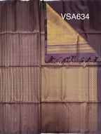 VSA634 - dark purple color body, pallu , blouse pure silk saree