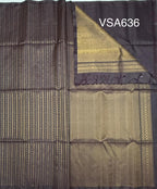 VSA636 - dark purple color body, pallu , blouse pure silk saree