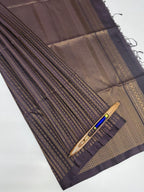 VSA636 - dark purple color body, pallu , blouse pure silk saree