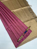 VSA638 - Dusky pink color body & beidge color pallu , blouse pure silk saree