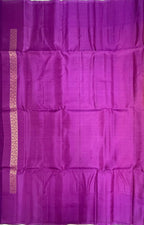 VSA652 - bright yellow color body & violet color pallu , blouse pure silk saree