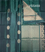 VSS459 - bottle green color body, pallu , blouse pure silk saree