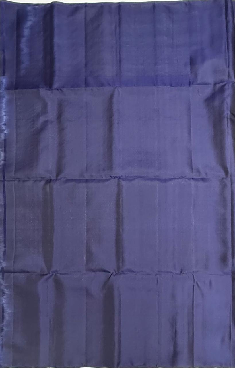 VSS463 - navy blue color body, pallu , blouse pure silk saree