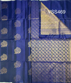 VSS469 - navy blue color body, pallu , blouse pure silk saree