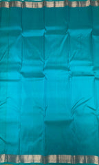 VSZB231 - khaki brown color body , blue color pallu , blouse - Pure silk saree