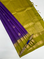 VSF914 - violet color body , mehandi green color pallu,blouse - Pure silk saree