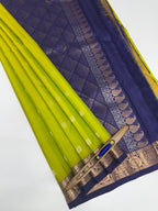VSF920 - radium green color body , navy blue color pallu,blouse - Pure silk saree