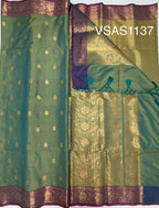 VSAS1137 - blue with green color body ,pallu , blouse.