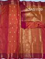 VSAS1139 - pinkish orange color body ,pallu , blouse.