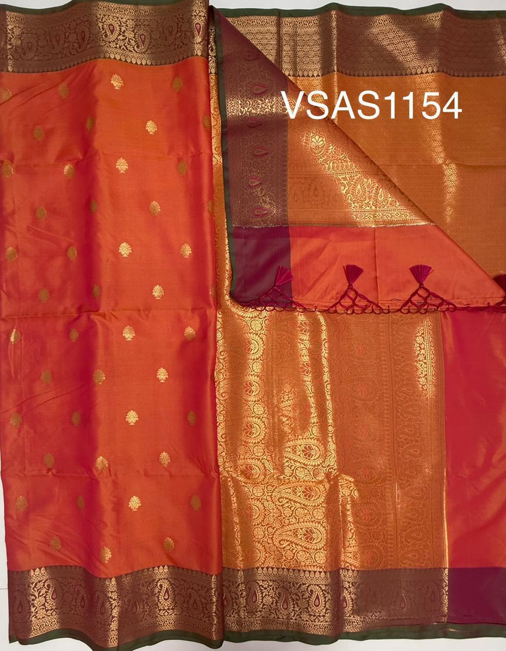 VSAS1154 - pinkish orange color body ,pallu , blouse.