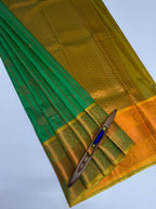 VSAS1162 - green color body , yellow with green color pallu , blouse.
