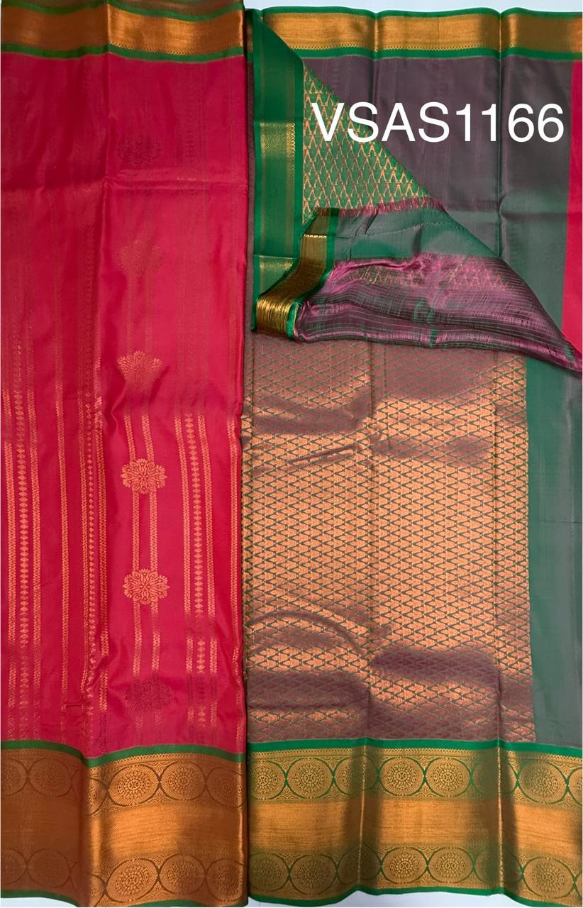 VSAS1166 - magenta color body , peacock green color pallu , blouse.