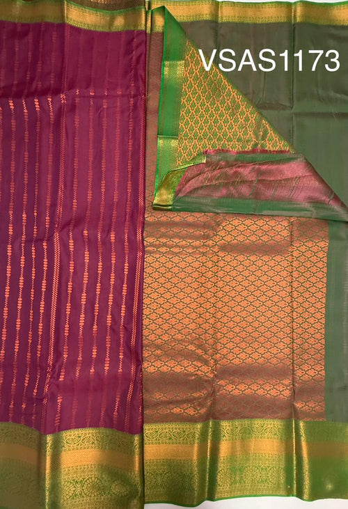 VSAS1173 - purple color body , peacock green color pallu , blouse.