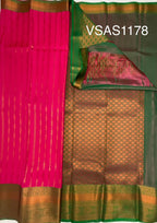 VSAS1178 - dark pink color body , peacock green color pallu , blouse.