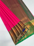 VSAS1178 - dark pink color body , peacock green color pallu , blouse.