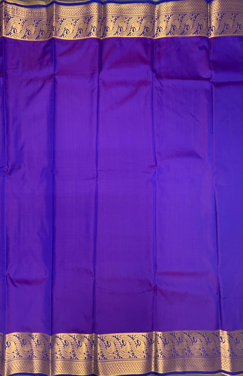 VSAS1179 - mustard yellow color body , violet color pallu , blouse.