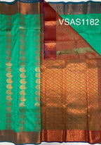 VSAS1182 - sea green color body , honey brown color pallu , blouse.
