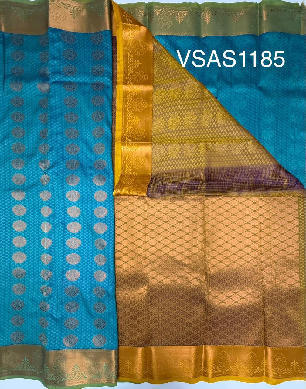 VSAS1185 - pastel blue color body , mustard color pallu , blouse.