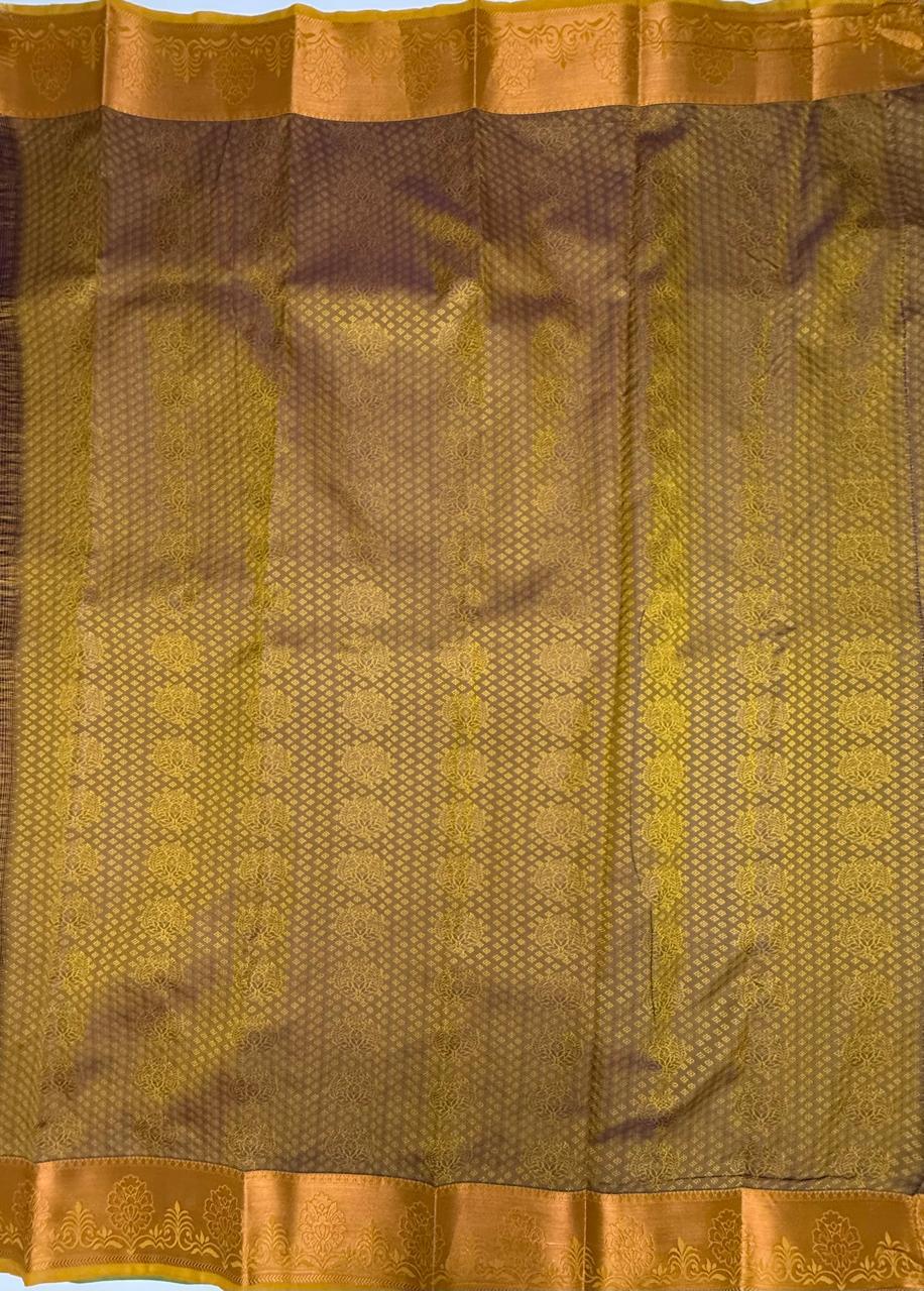 VSAS1185 - pastel blue color body , mustard color pallu , blouse.